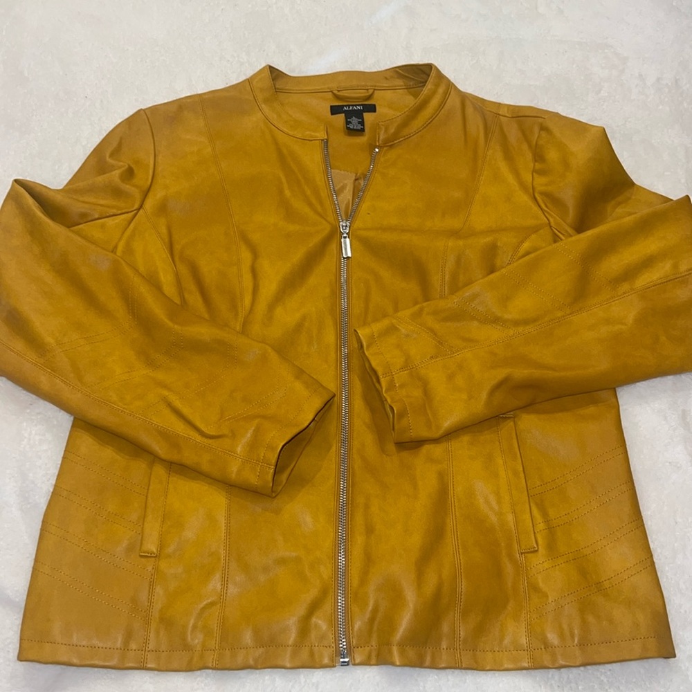 Alfani Mustard Yellow Faux Leather Jacket